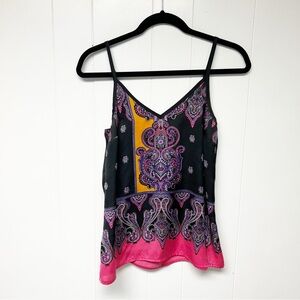 Express Y2K Black and Pink Paisley Camisole Extra Small